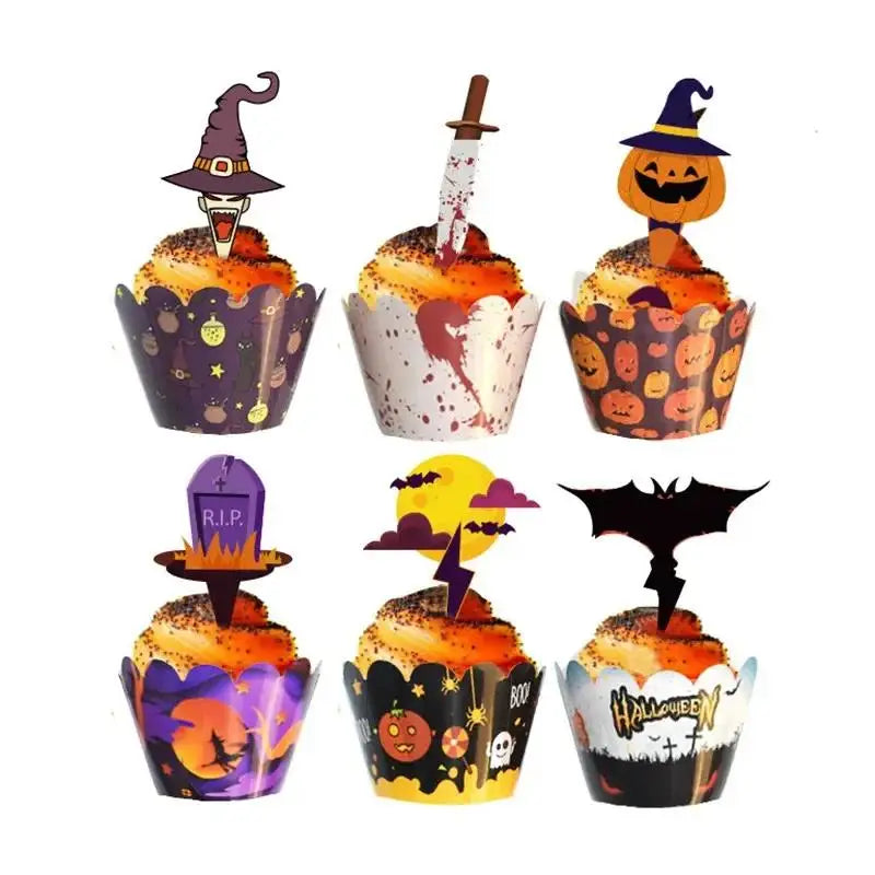 Halloween Ruffled Paper Muffin Liners – 6 Cartoon Styles 24/48 Pc Cupcake Liners Axl