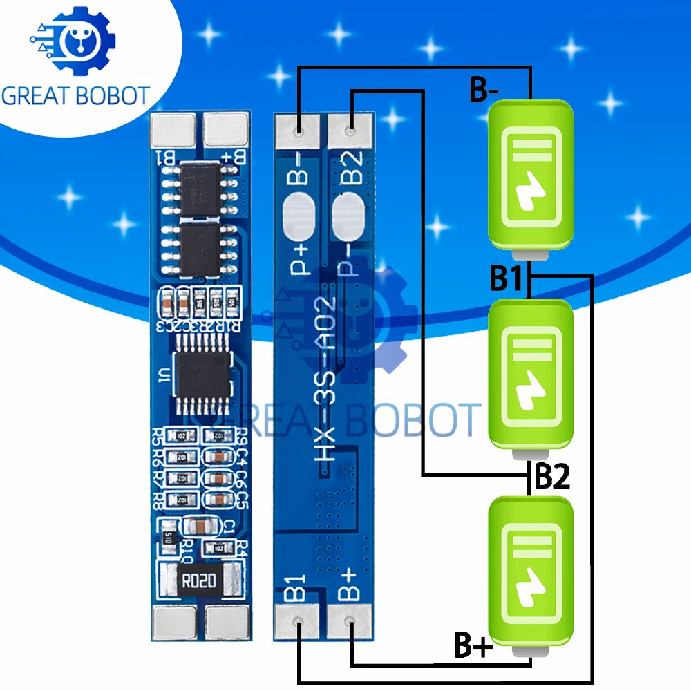 3S Li-Ion 18650 BMS Protection Board 12V 10A | 11.1V–12.6V BMS Protection Board Axl Default Title