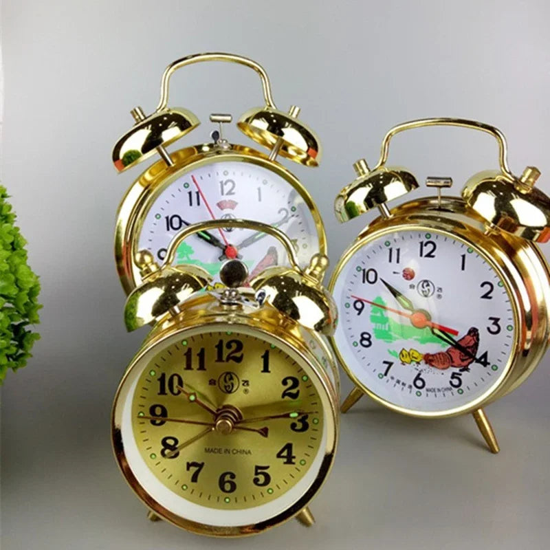 Vintage Mechanical Bell Alarm Clock – Retro Metal Bedside Clock Alarm Clock Axl