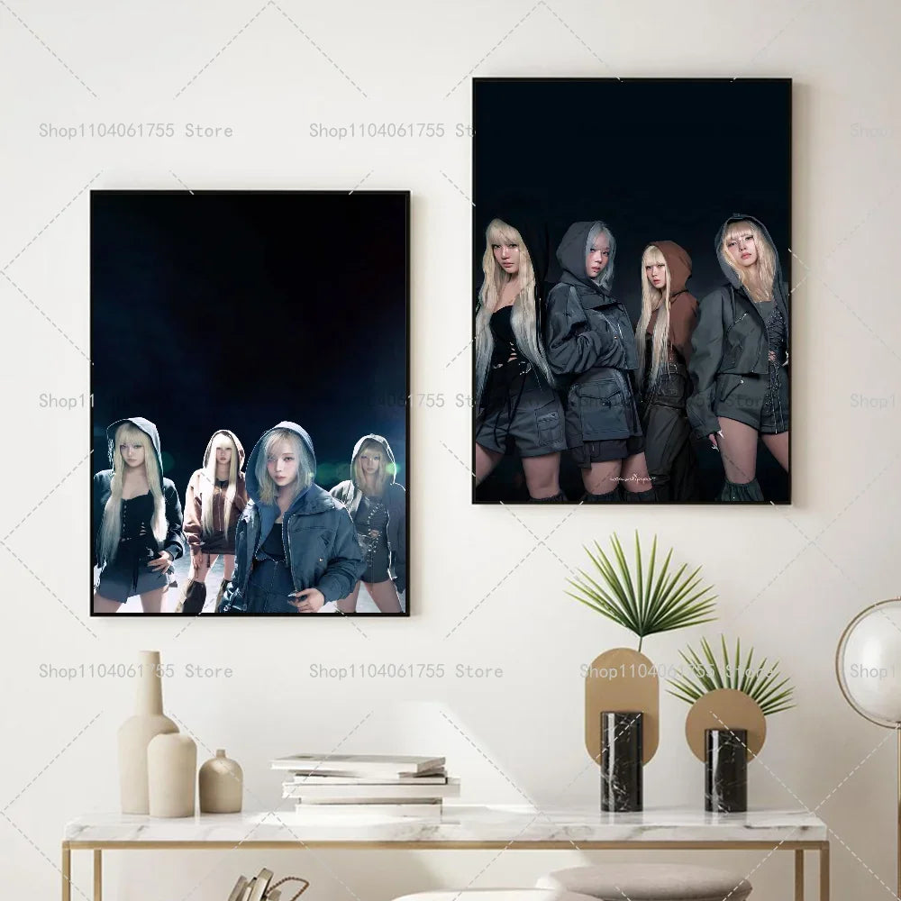 Aespa Kpop Girl Group Poster – Self-Adhesive Waterproof Wall Sticker Wall Art Poster Axl