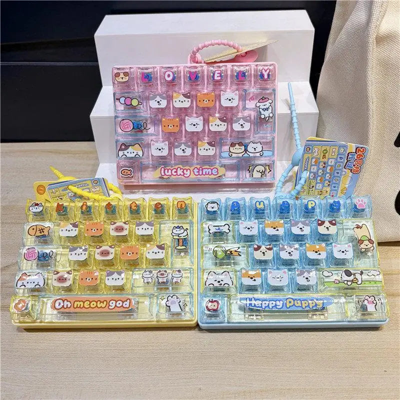 26-Key Mini Keyboard Fidget Keychain – Cat & Dog Toy Fidget Keychain Toy Axl