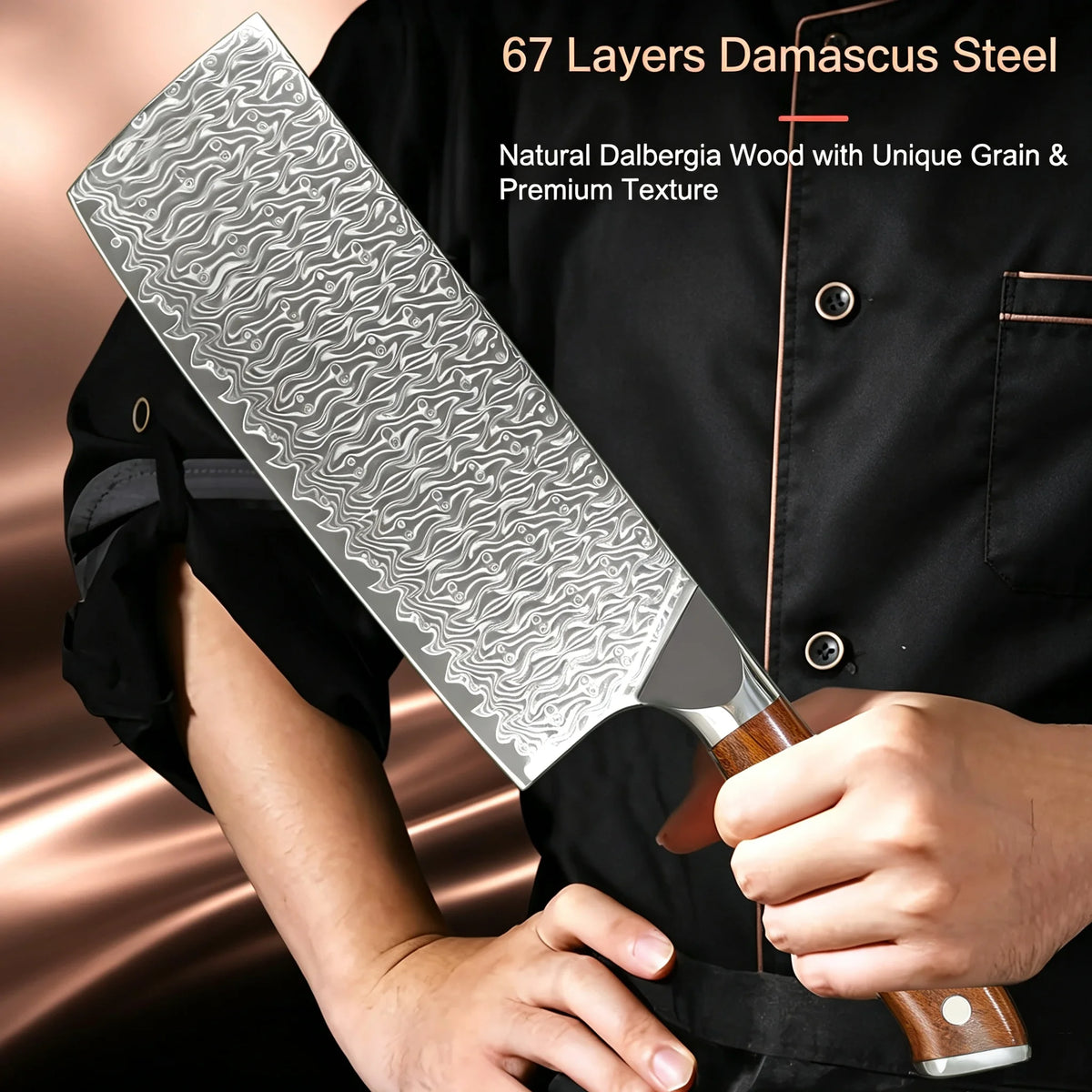 Damascus Steel Chef Knife – Sharp 17.5cm Kitchen Slicing Knife Damascus Kitchen Knife Axl