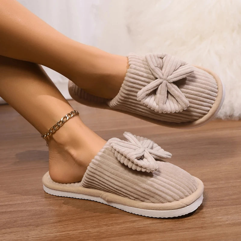 Women's Bow Slippers – Soft Warm Flannel Indoor House Shoes Women's Slippers Axl