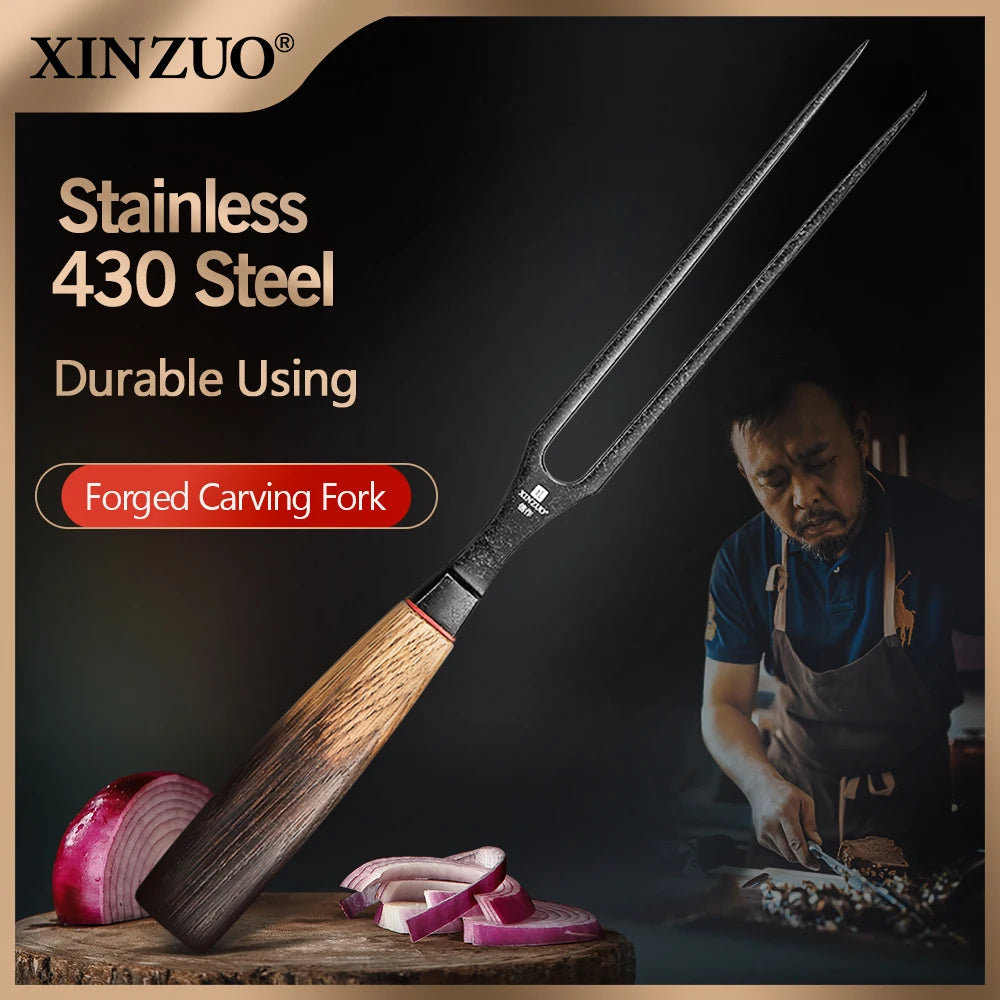 XINZUO Forged Carving Fork | 430 Steel & White Oak Handle Carving Fork Axl Default Title
