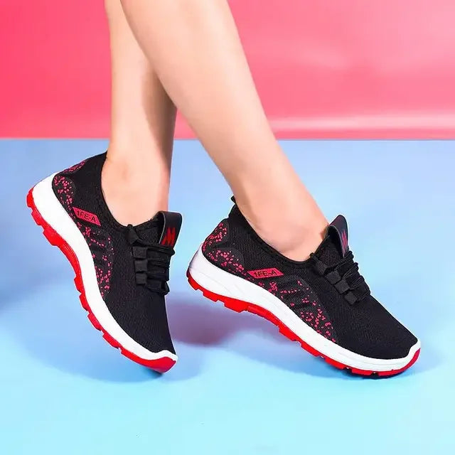 Women's Breathable Mesh Platform Sneakers | Lightweight Trainers Platform Sneakers Axl red 38