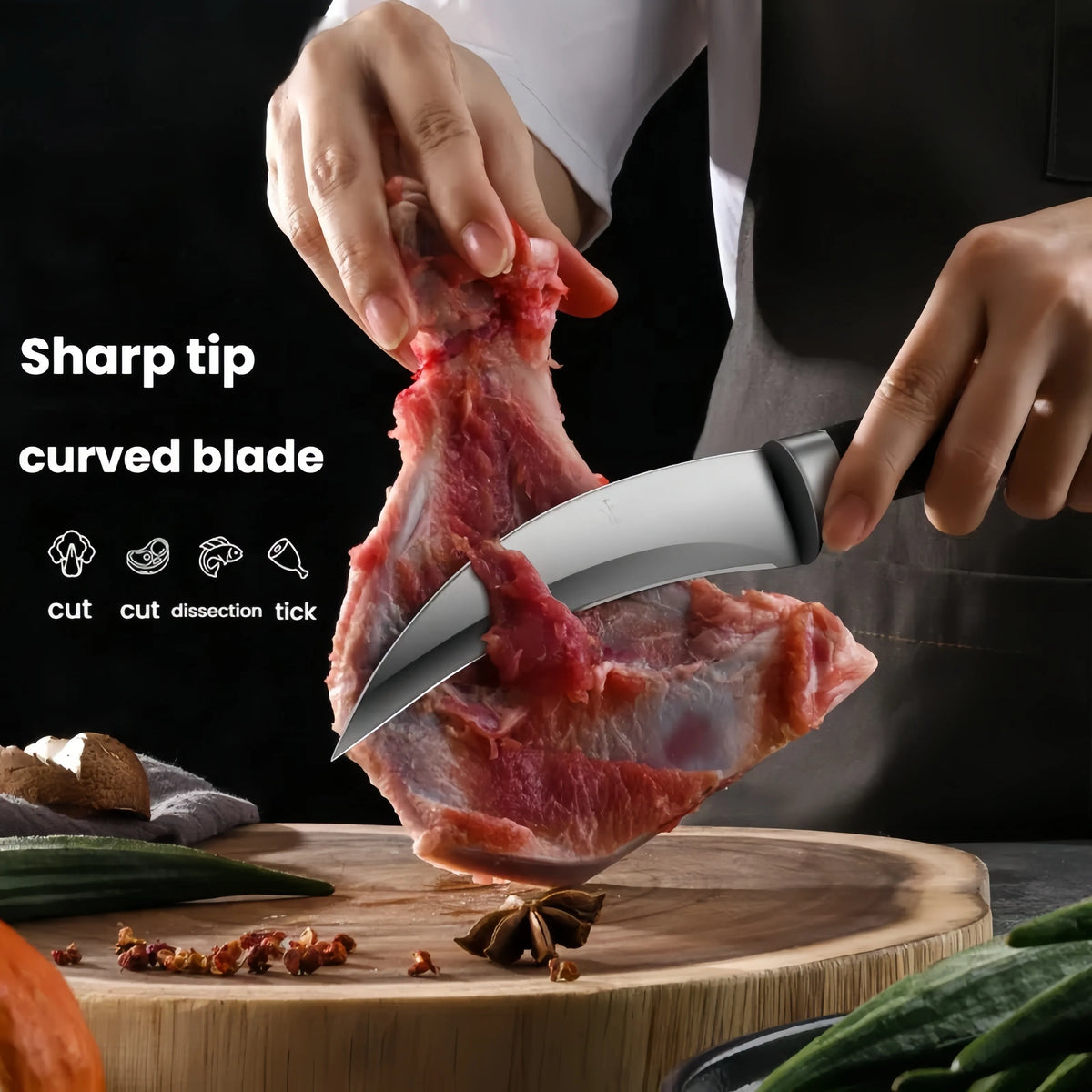 Stainless Steel Boning Knife Set – Sharp Cleaver & Slicer Boning Knife Set Axl