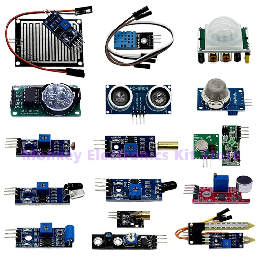 22-in-1 Sensor Modules Starter Kit – Arduino R3 & Raspberry Pi Electronics Starter Kit Axl 16in1 not Box