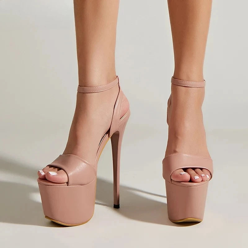 Women's Crystal Platform High Heel Sandals – Ankle Strap Open Toe Platform Heel Sandals Axl