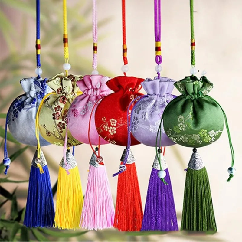 Vintage Brocade Sachet Bag – Hanfu Tassel Car Hang & Storage Decorative Sachet Pouch Axl