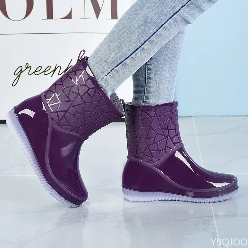 Women's Waterproof Jelly Rain Boots | Anti-Slip Mid-Calf Women's Rain Boots Axl