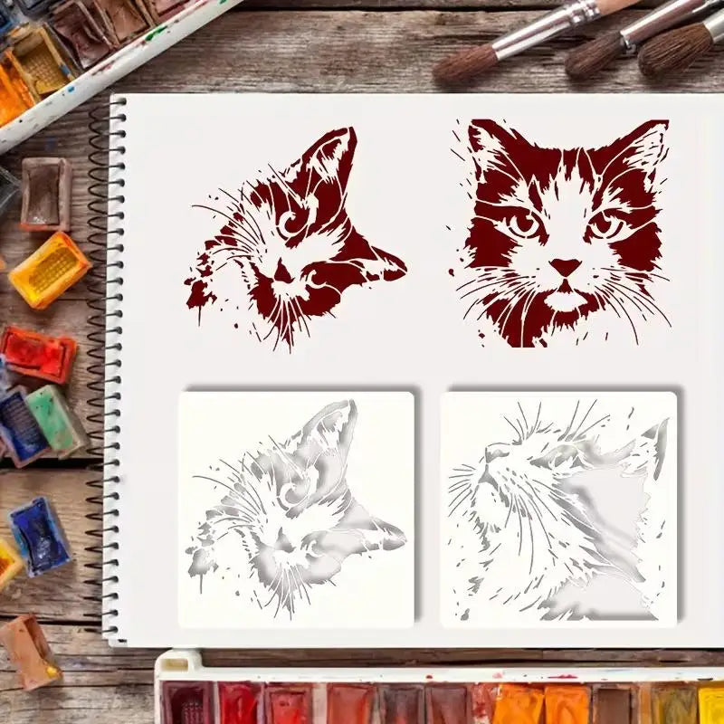 4-Pack Reusable Cat Stencils – DIY Kitten Painting Templates Craft Stencil Set Axl