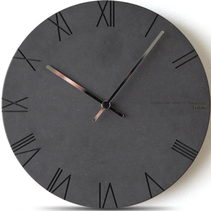 Modern Silent Wall Clock – 28cm Minimalist Round Quartz Silent Wall Clock Axl Black