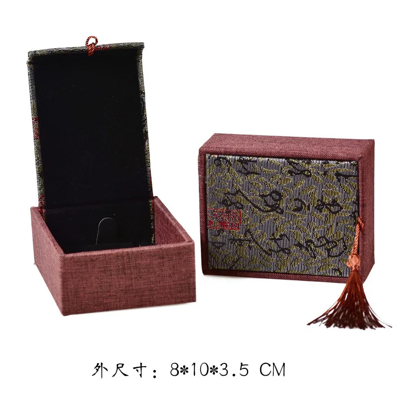 Chinese Style Mini Jewelry Tin Box – Linen Drawer Organizer Jewelry Storage Box Axl green
