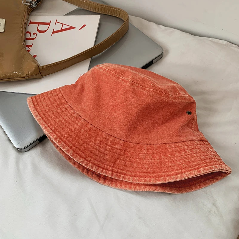 Retro Washed Denim Bucket Hat – Unisex Outdoor Sun Hat Bucket Hat Axl
