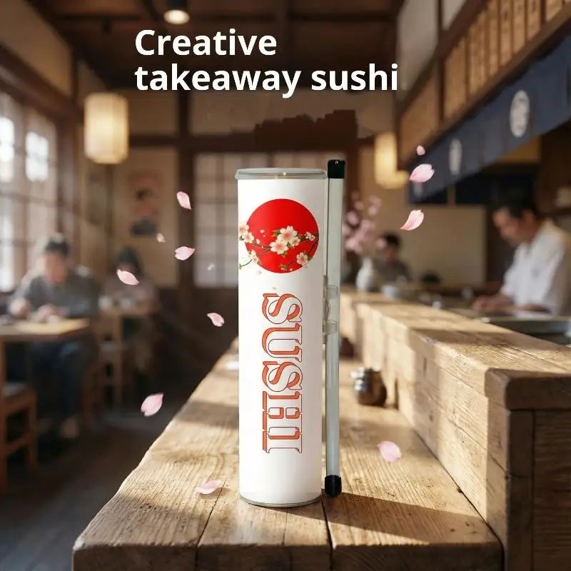 Round Sushi Push Box Mold – Cone Paper Bucket with Sauce Straw Sushi Packaging Box Axl