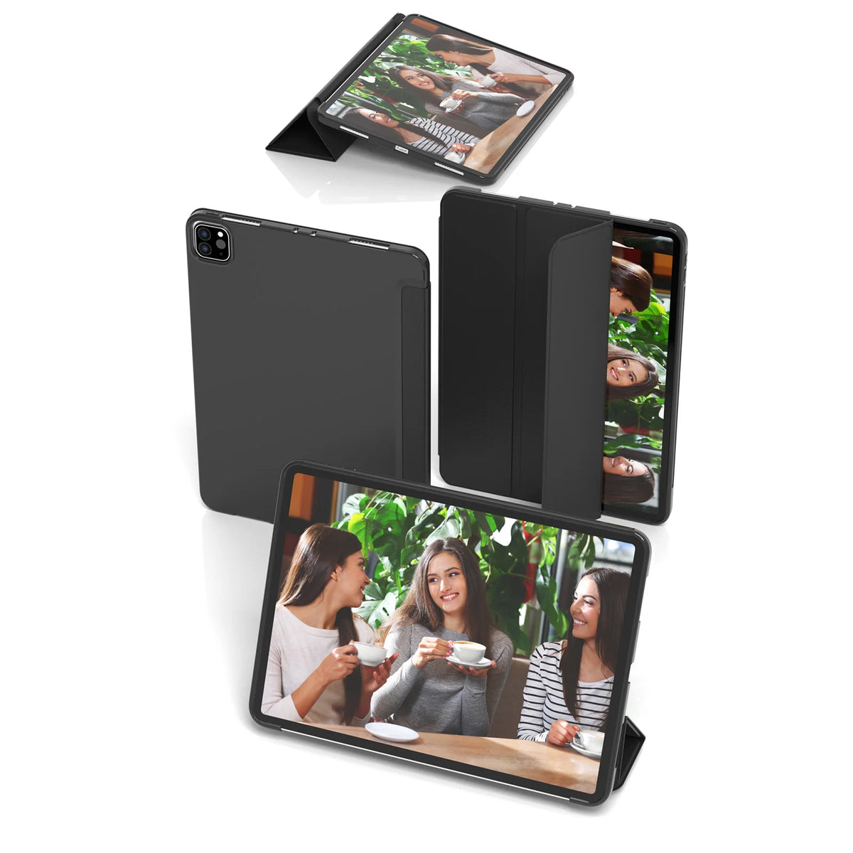 Slim iPad Case Hard Shell Fold Stand – Multi-Gen Compatible Tablet Case Axl Black iPad Air 13inch M4