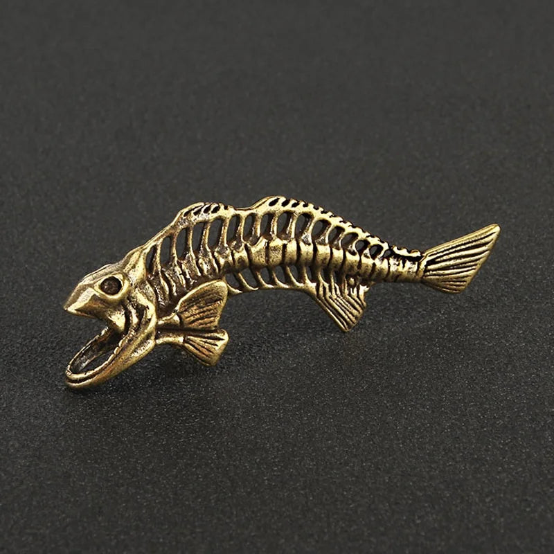 Vintage Brass Fish Bone Paracord Keychain Pendant | DIY Key Ring Paracord Keychain Pendant Axl