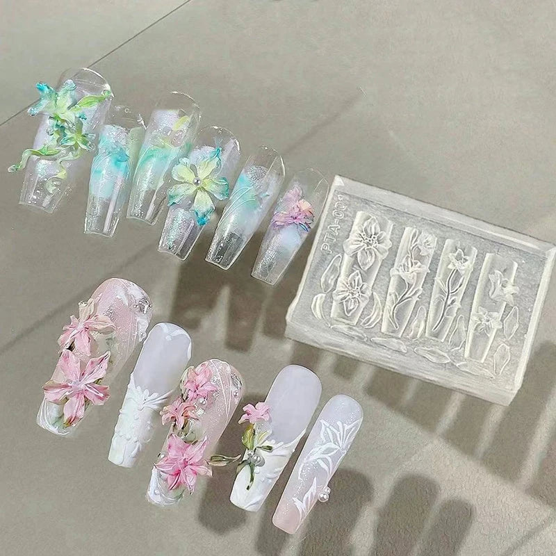 3D Silicone Nail Art Mold – Flower Design DIY Template Nail Art Mold Axl
