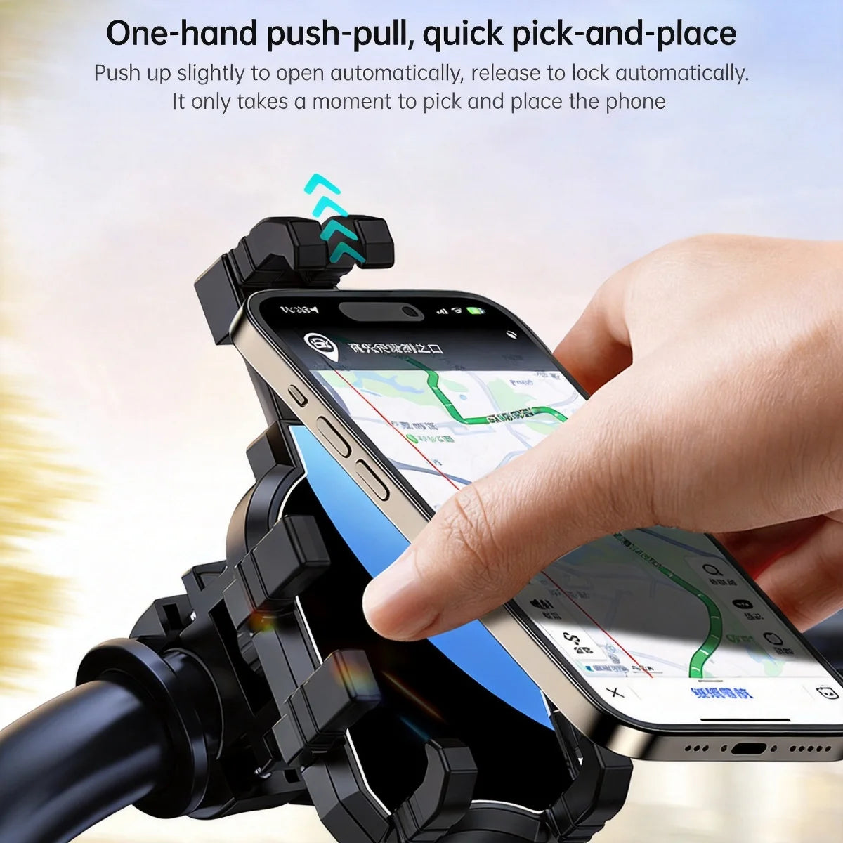 Universal Bike Phone Mount – Auto-Lock, Anti-Shake & Rain Cover Motorcycle Phone Mount Axl