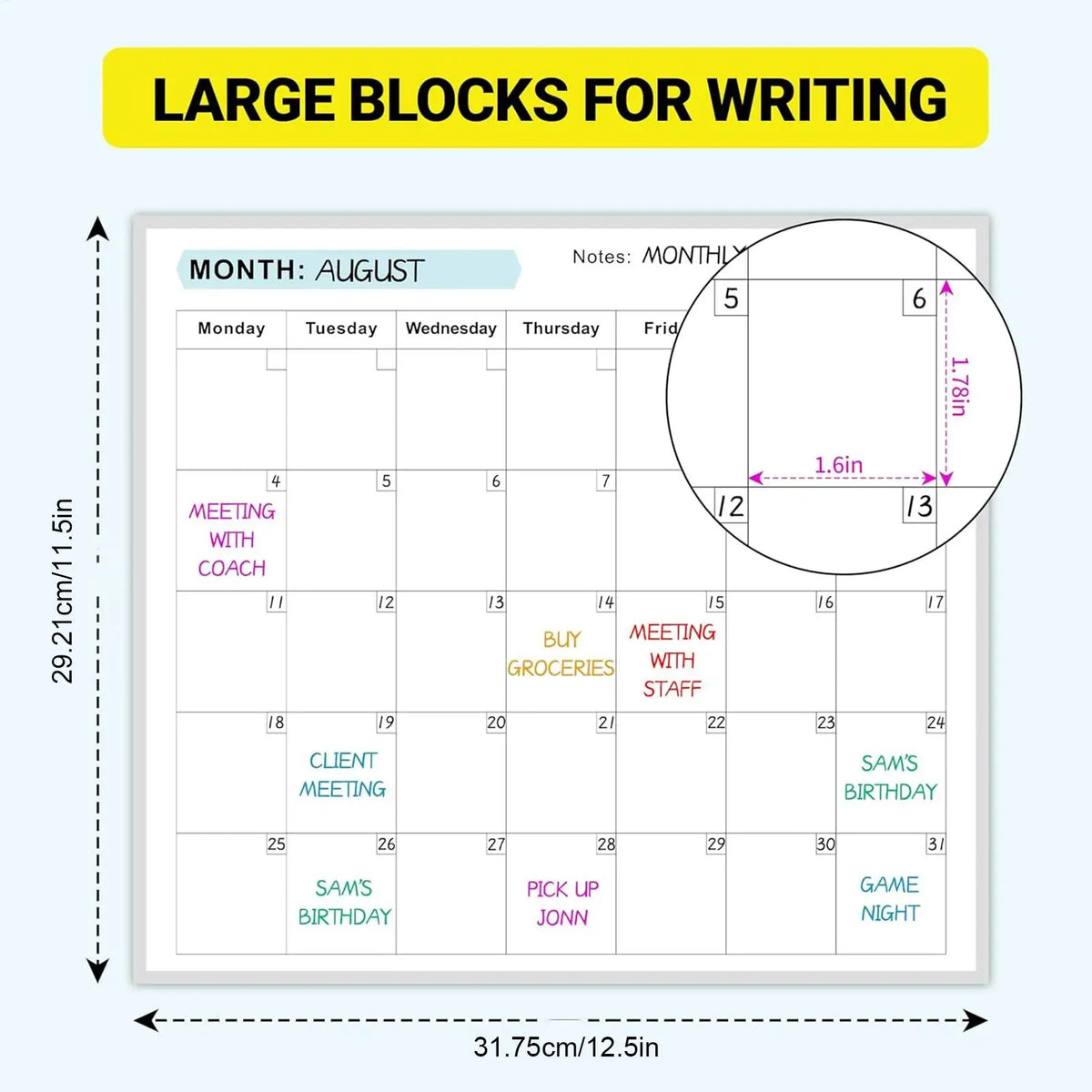 Giant Dry Erase Wall Calendar – Undated 150×85cm Planner Dry Erase Wall Calendar Axl