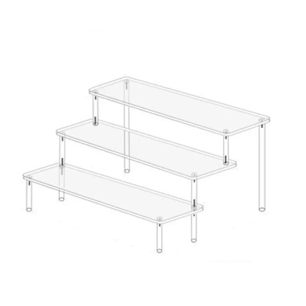 Acrylic Ladder Display Stand – Figurine, Doll & Makeup Shelf Acrylic Display Stand Axl 30x8cm-Three-layer