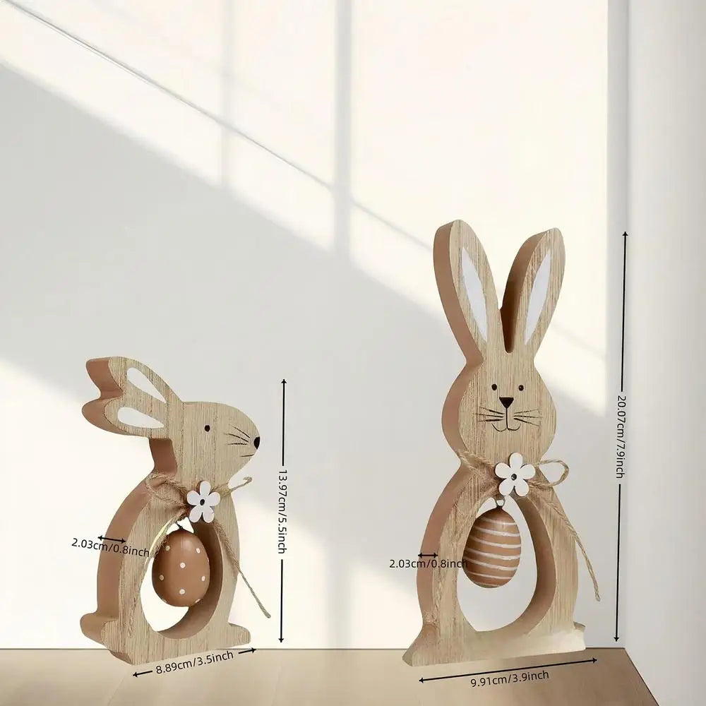 Wooden Easter Bunny Statues – Set of 2 Standing Ornaments Easter Bunny Ornament Axl As show