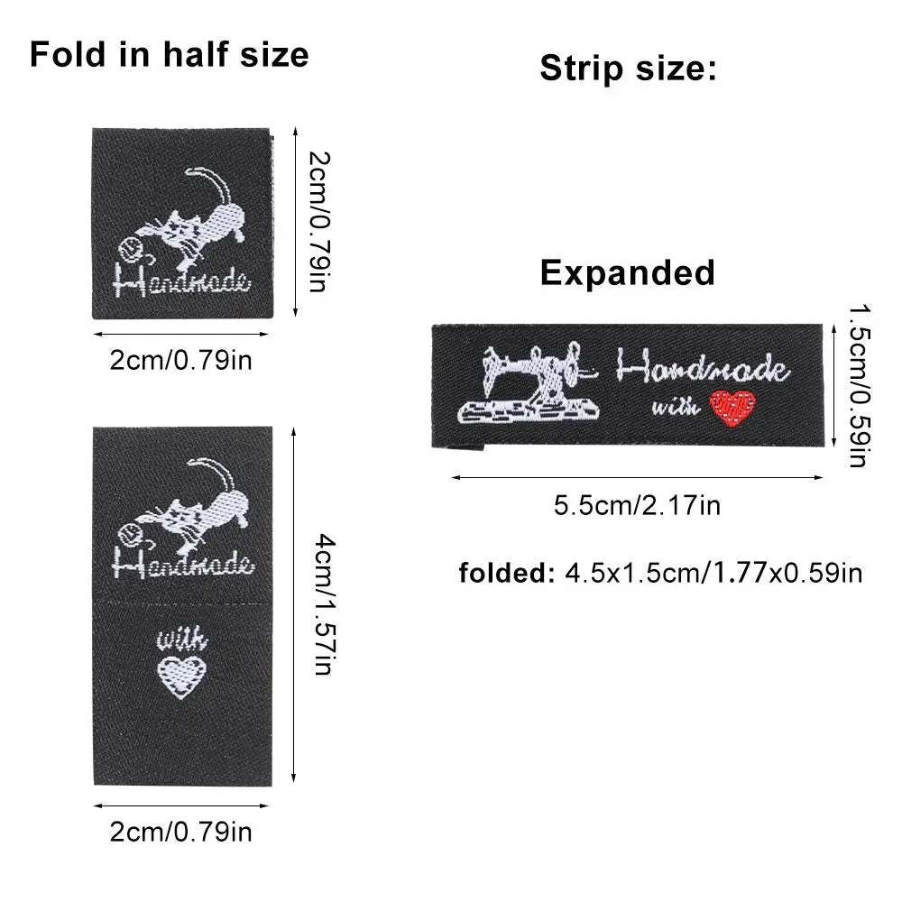 50 PCS Handmade With Love Embroidered Clothing Labels – Cat & Heart Clothing Labels Axl