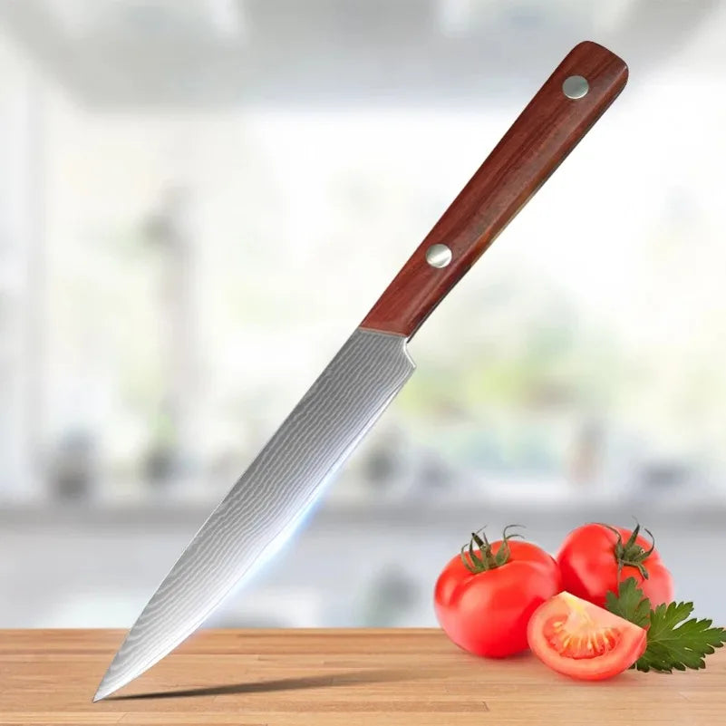 InLeung Damascus Steel Chef Knife – Sharp Wood Handle Kitchen Blade Damascus Chef Knife Axl