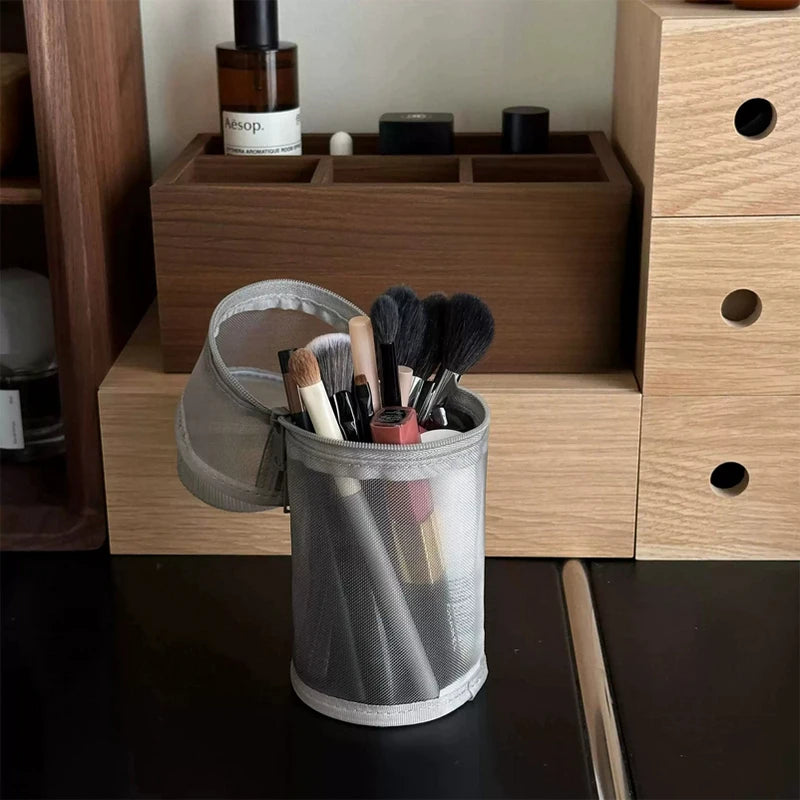 Mesh Makeup Brush Bag – Stand-Up Travel Brush Holder Case Makeup Brush Bag Axl