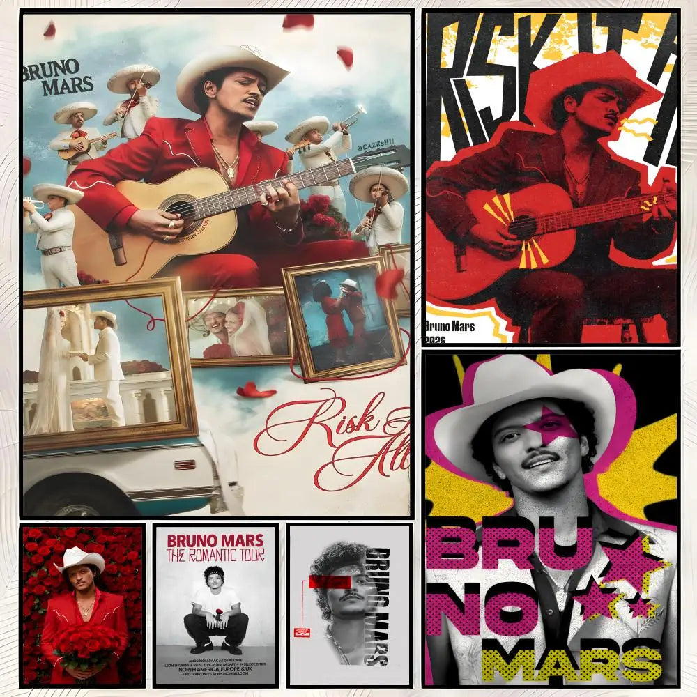Bruno Mars HD Self-Stick Wall Art Poster – Waterproof Decor Wall Art Poster Axl