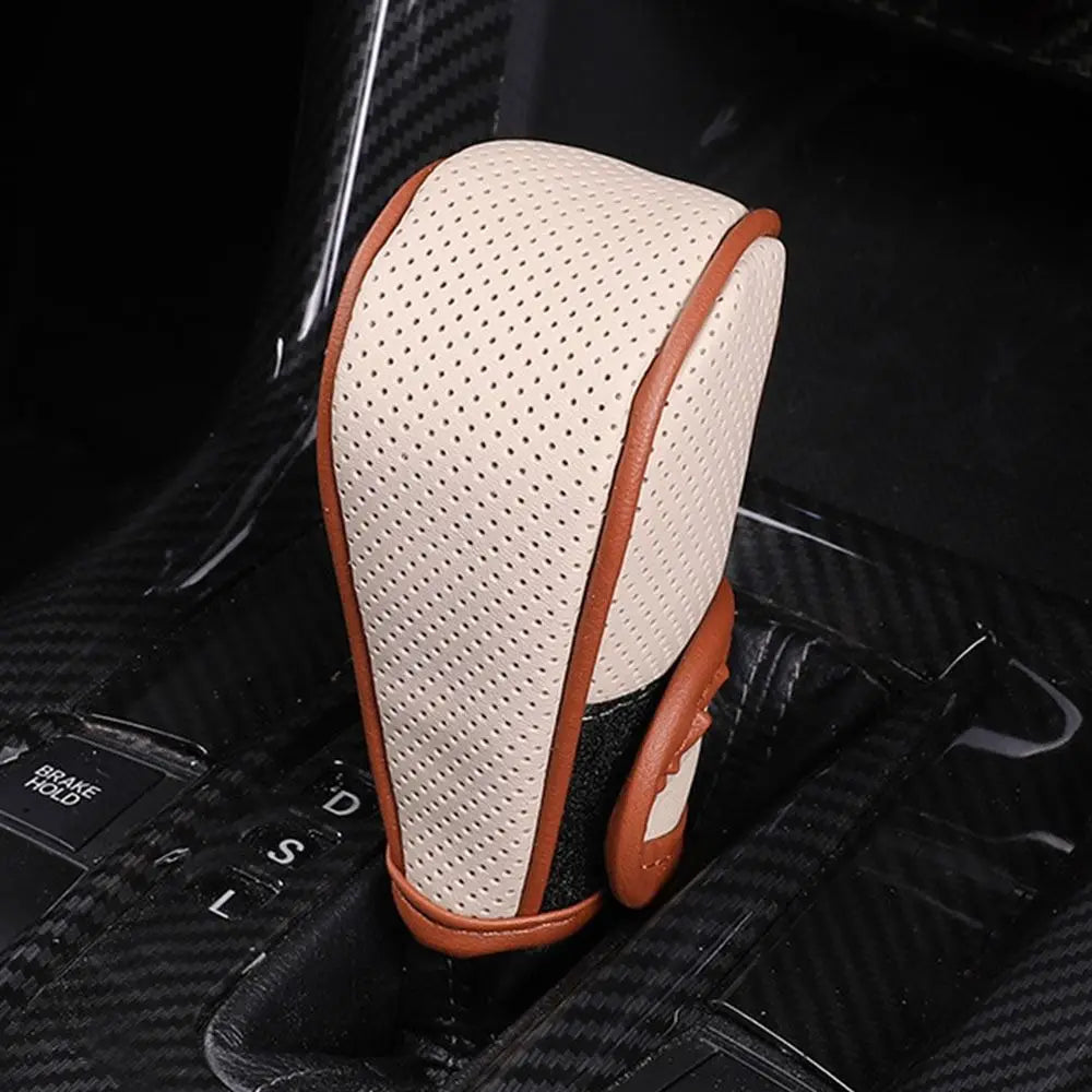 PU Leather Car Shift Knob Cover – Non-Slip, 7 Colors Shift Knob Cover Axl Beige brown