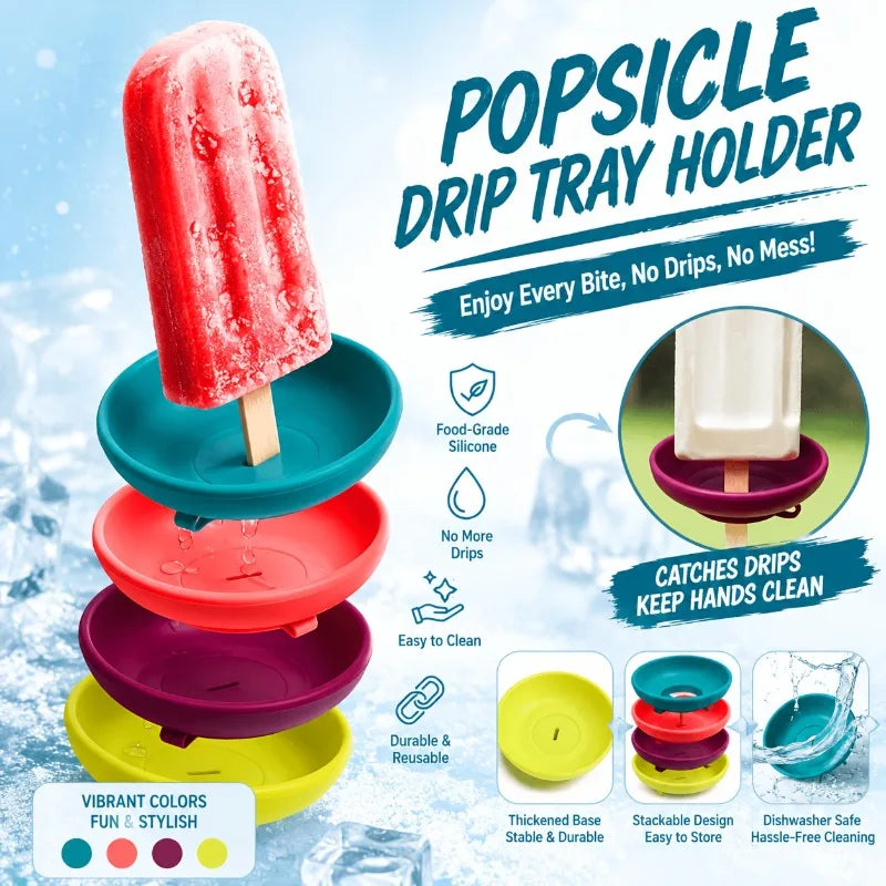 KEMORELA Silicone Popsicle Holder – Anti-Drip Ice Cream Tray Ice Cream Holder Axl