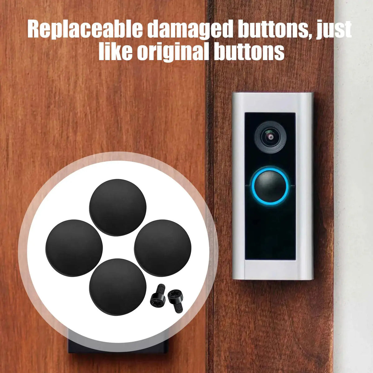 4-Pack Round Doorbell Button Replacement with Screws – Black Doorbell Button Replacement Axl