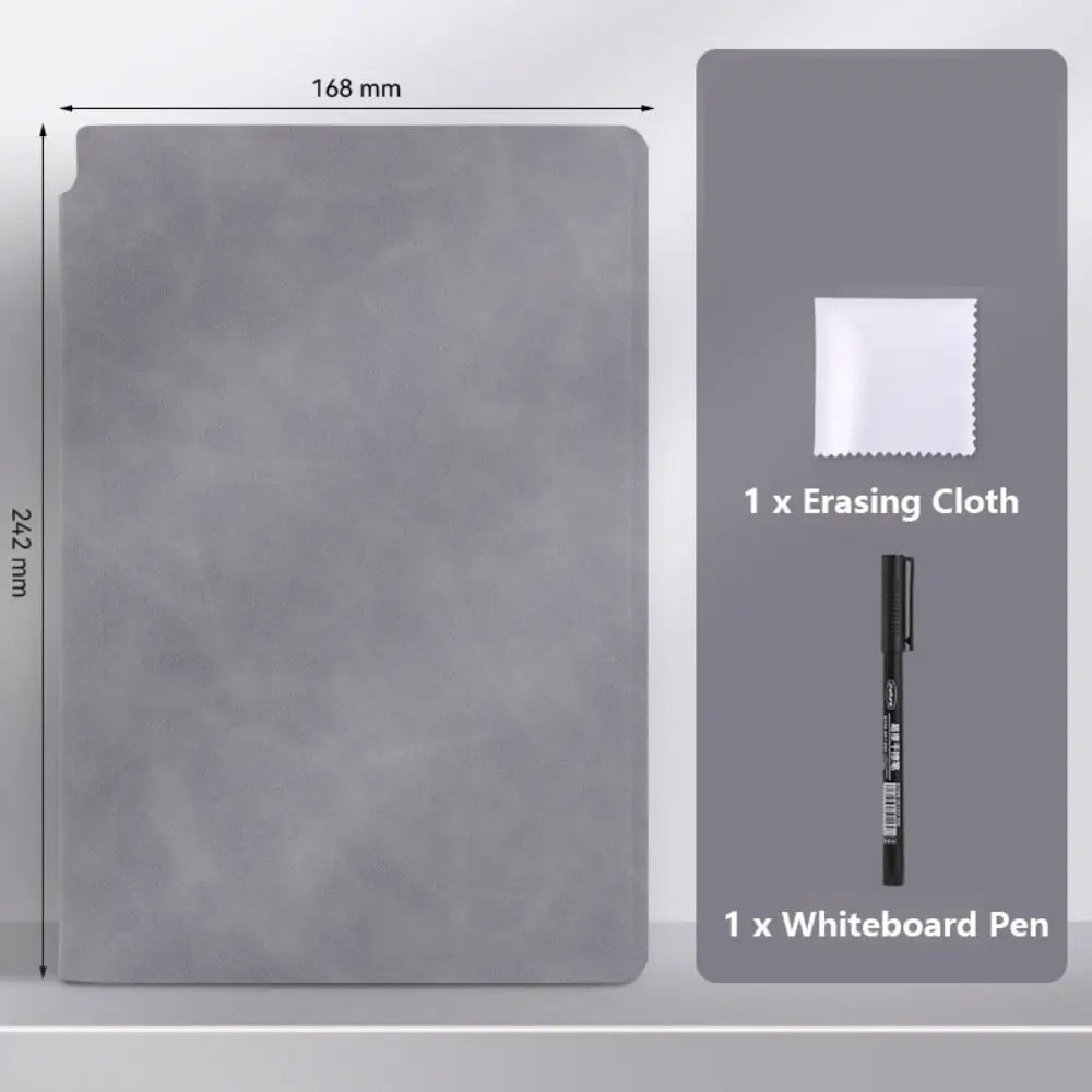 A5 Leather Reusable Whiteboard Notebook with Pen & Eraser Reusable Whiteboard Notebook Axl 05