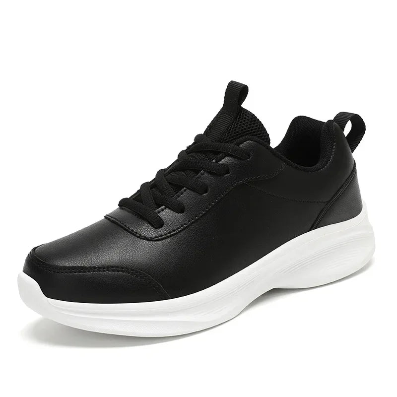 YBQJOO Men's PU Leather Casual Sneakers | Non-Slip Lace-Up Casual Sneakers Axl black and white 39