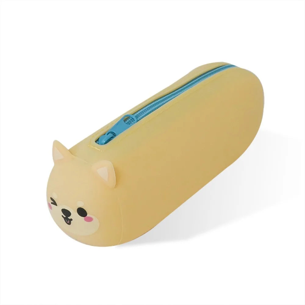Large Capacity Silicone Pencil Case – Cartoon Soft Pouch Silicone Pencil Case Axl Yellow