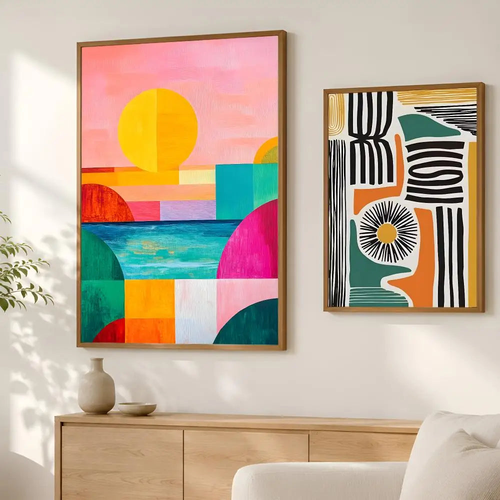 Retro Abstract Lines Self-Stick Wall Art Poster – Waterproof Wall Art Poster Axl