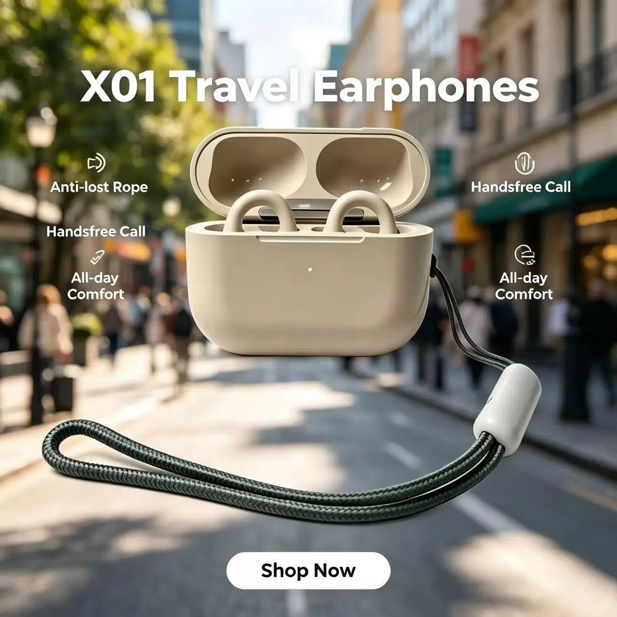 X01 Open Ear Bluetooth Sports Earbuds with Lanyard Design Bluetooth Earbuds Axl