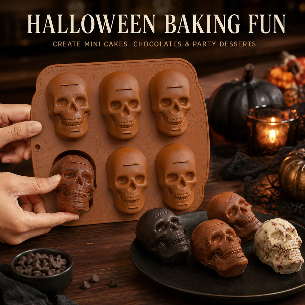 Skull Silicone Mold 6 & 20 Cavity – Halloween Baking Pan Silicone Baking Mold Axl