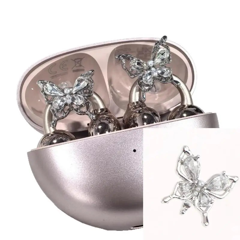 Rhinestone Clip-On Earbud Charms – 2Pcs DIY Earphone Decor Earphone Charms Axl