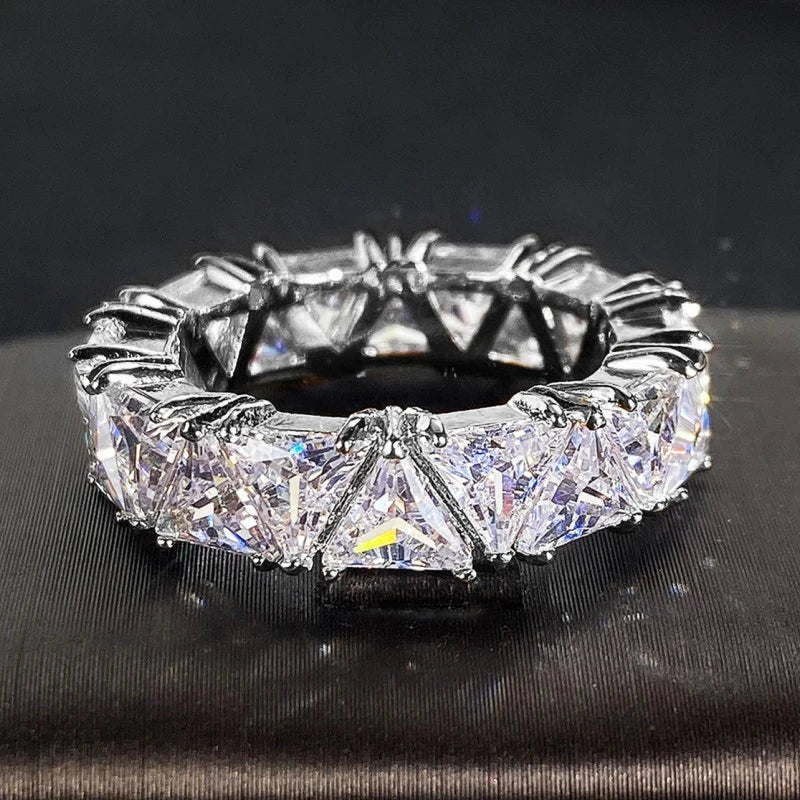 Huitan Triangular CZ Crystal Ring for Women – Wedding & Party CZ Fashion Ring Axl F890 8
