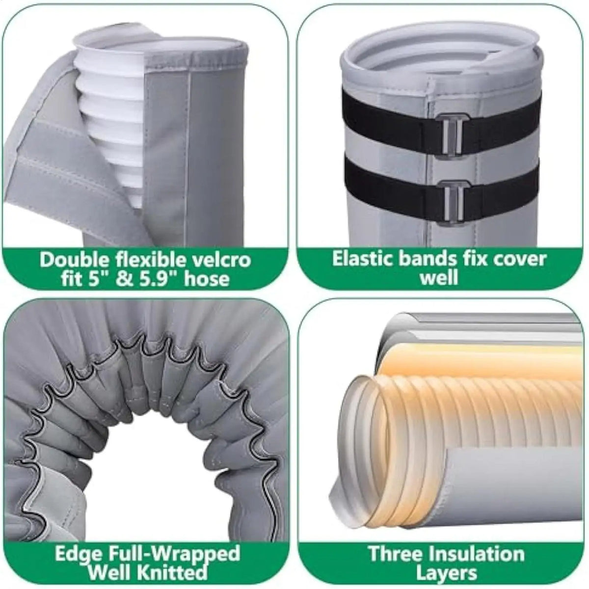AC Hose Insulation Sleeve – Fits 5" & 5.9" Exhaust Duct AC Hose Cover Axl