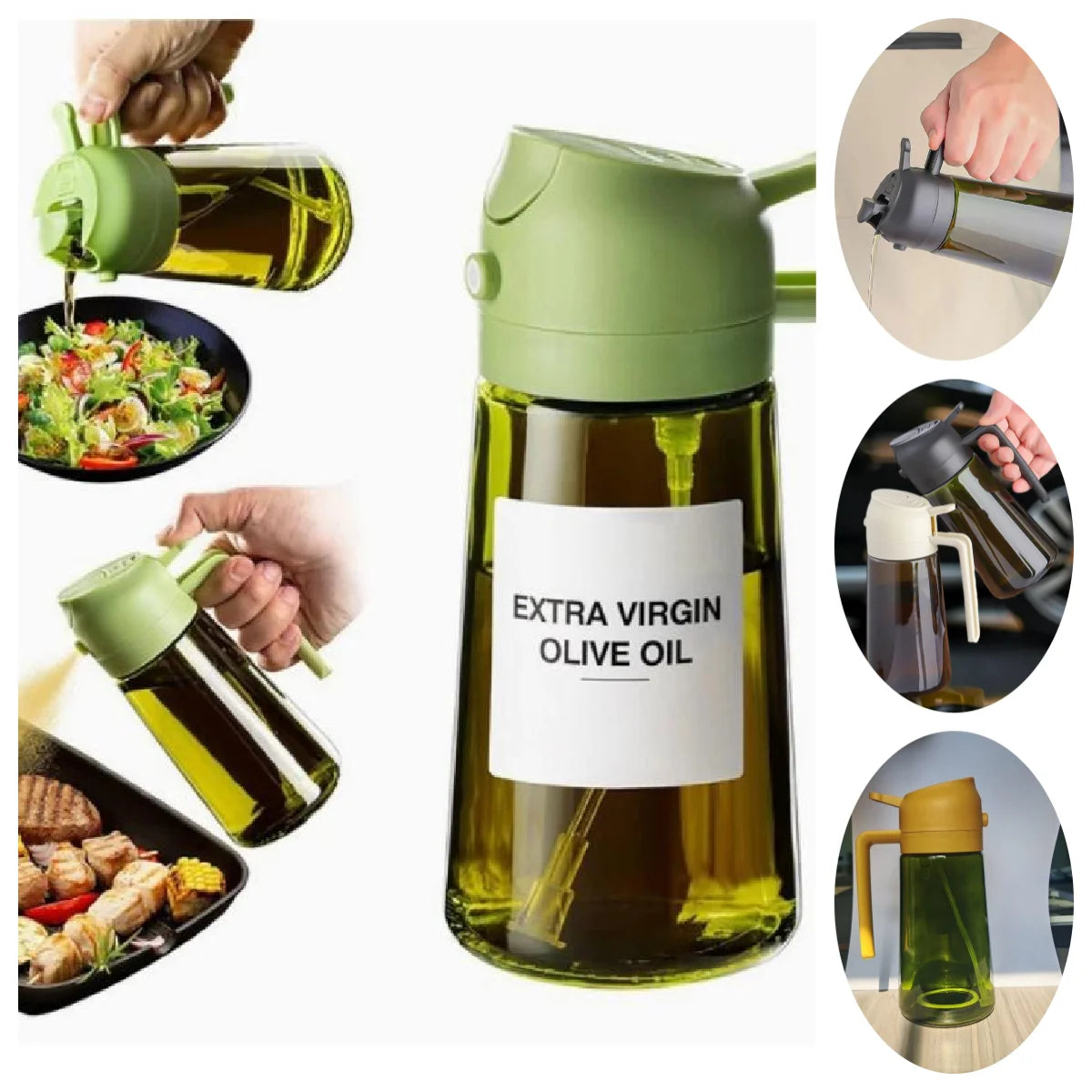 2-in-1 Glass Olive Oil Spray & Pour Bottle | Dark Mist Sprayer Oil Spray Bottle Axl