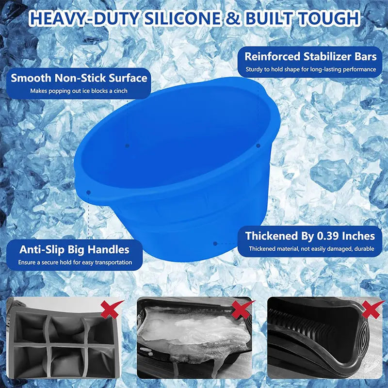 8LB Giant Silicone Ice Block Mold – Foldable Round Ice Cube Tray Silicone Ice Mold Axl
