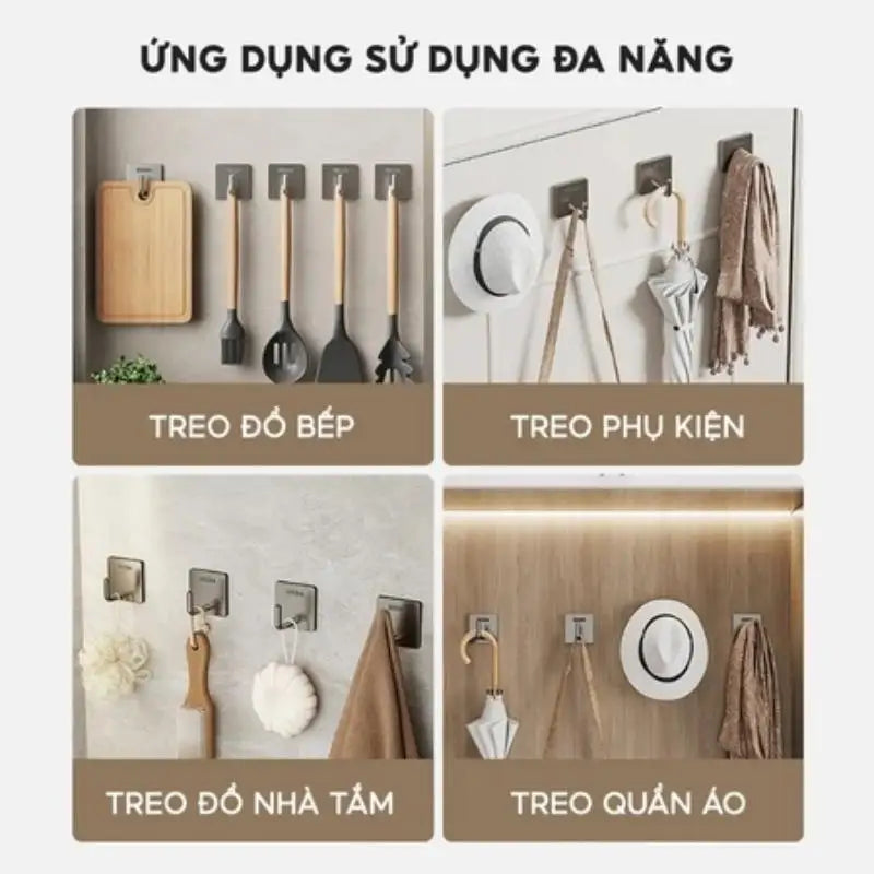 Stainless Steel Self-Adhesive Wall Hooks – Heavy Duty 5/10 Pack Adhesive Wall Hooks Axl