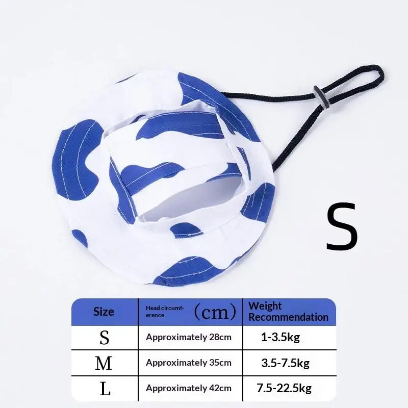 Pet Cowboy Hat with Ear Holes | Sun Hat for Cats & Small Dogs Pet Hat Accessory Axl Cow blue S