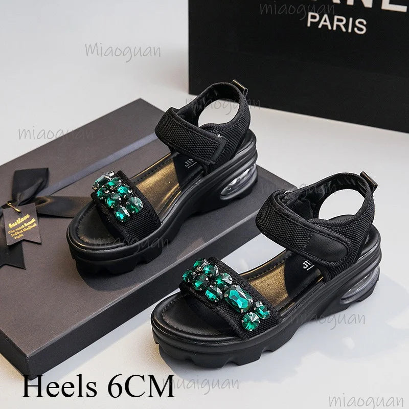 Women's Sequin Wedge Sandals – Chunky Platform Beach Heels Wedge Sandals Axl