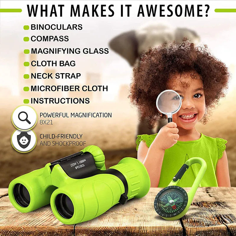 8x21 Kids Folding Binoculars – Bird Watching & Camping Kids Binoculars Axl