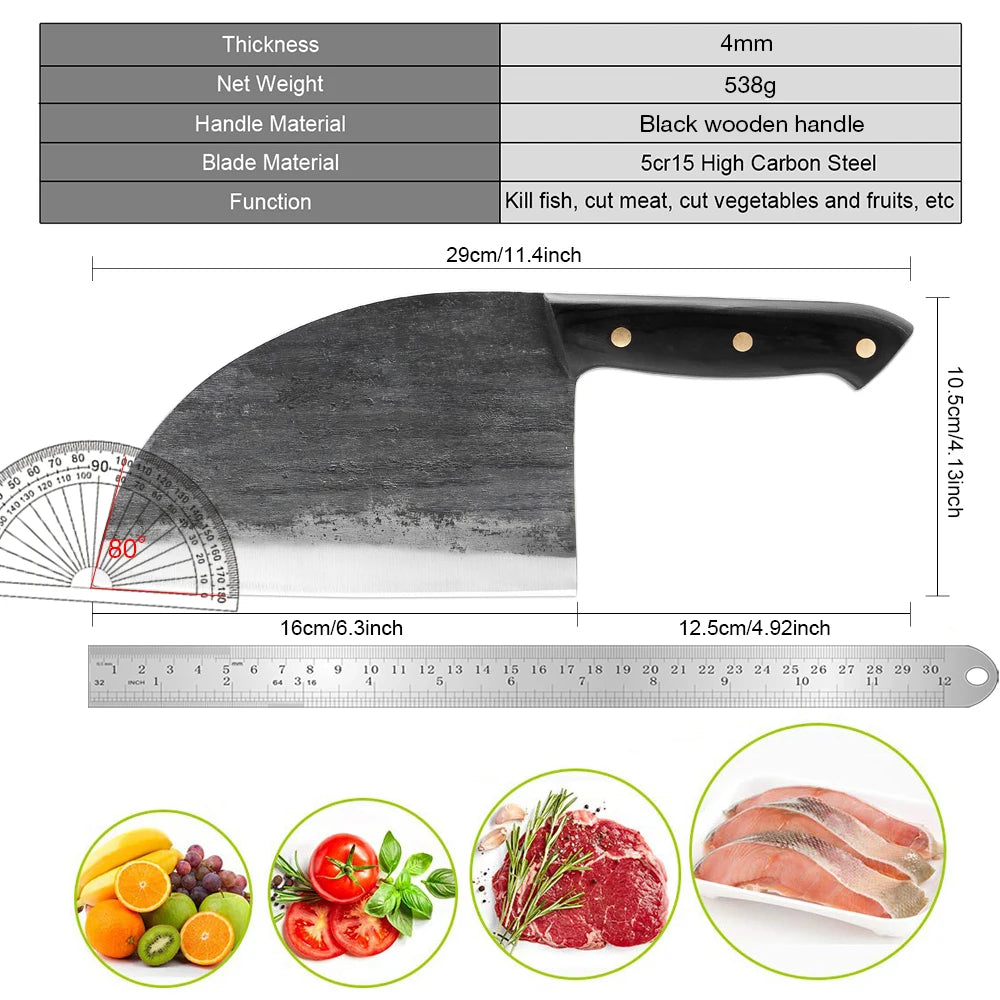XITUO Forged High Carbon Steel Cleaver Knife – Full Tang Kitchen Cleaver Knife Axl