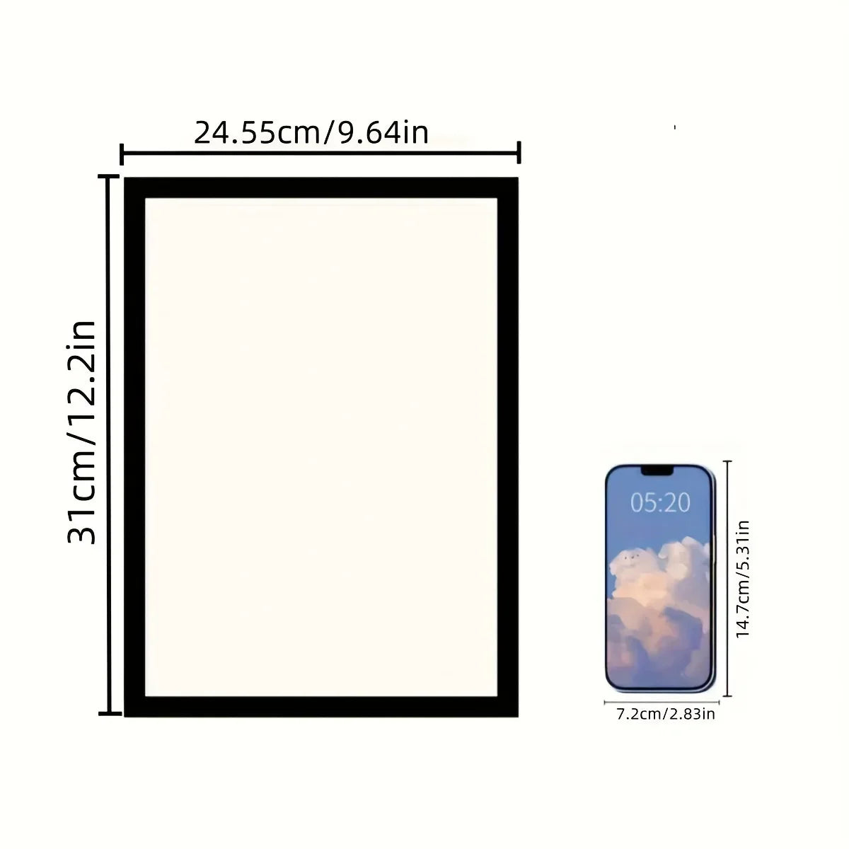 2-Pack A4 Magnetic Picture Frames | Self-Adhesive Wall Mount Magnetic Picture Frame Axl